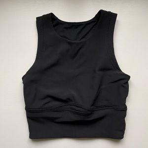 Lululemon Black Ribbed Longline Sports Bra/Crop Top Size 4 (XS)